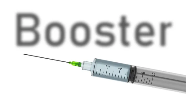 Typical Syringe Text Booster Illustration — Stock Photo, Image