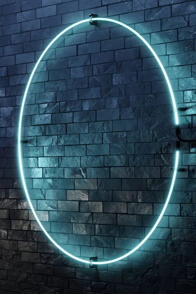 Snygg Modern Turkos Neon Ljus Ram Cirkel Illustration — Stockfoto