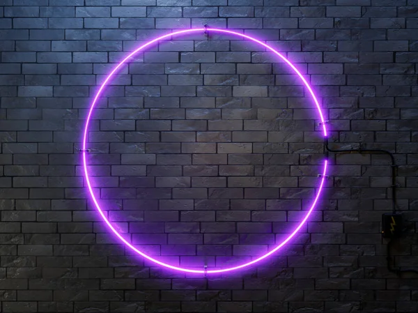 Snygg Modern Lila Neon Ljus Ram Cirkel Illustration — Stockfoto