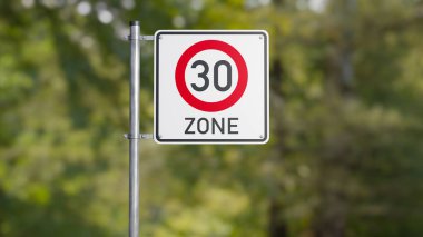 Otuz Alman trafik işareti bölgesi. 3B illüstrasyon
