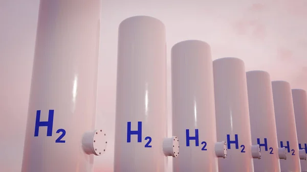 Μια Σύγχρονη Δεξαμενή Υδρογόνου Για Τις Ανανεώσιμες Πηγές Ενέργειας Απεικόνιση — Φωτογραφία Αρχείου