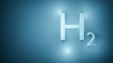 Hidrojen Enerjisi için bir H2 arkaplan işareti. 3B illüstrasyon