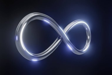 Bir neon sonsuzluk metaevren sembolü. 3B illüstrasyon