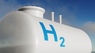yenilenebilir enerji için modern hidrojen tankı 3d animasyon