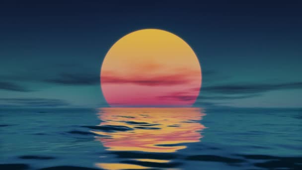 Great Sunset Ocean Animation — Stock Video