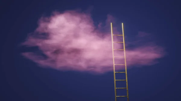 Uma Escada Dourada Que Alcança Uma Nuvem Rosa Céu Ilustração — Fotografia de Stock