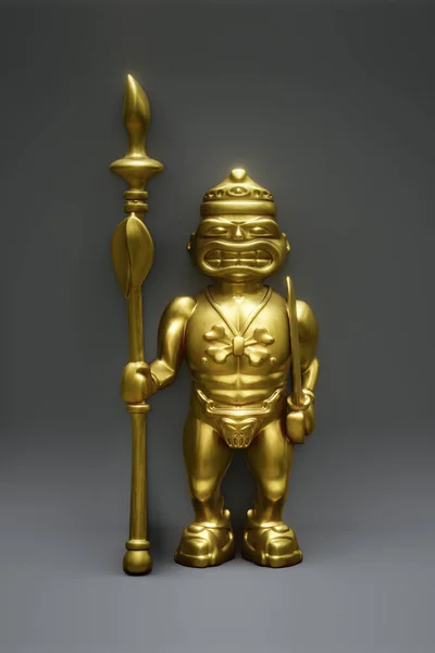 Een Gouden Sjamaan Krijger Figuur Illustratie — Stockfoto