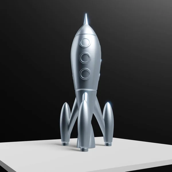 Silver Retro Rocket Symbol Illustration — Stock Photo, Image