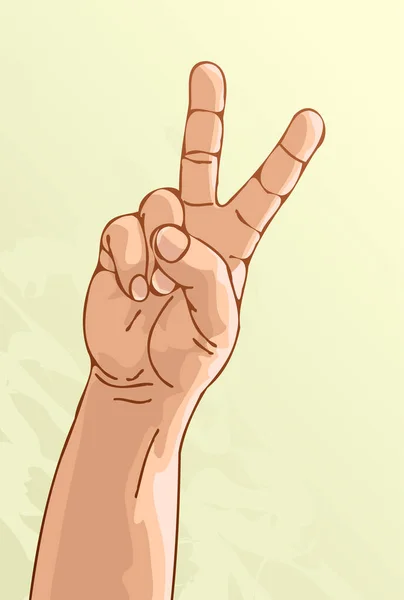 Illustration Victory Hand Sign —  Vetores de Stock