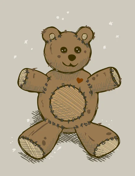 Uma Ilustração Rabisco Urso Pelúcia — Vetor de Stock