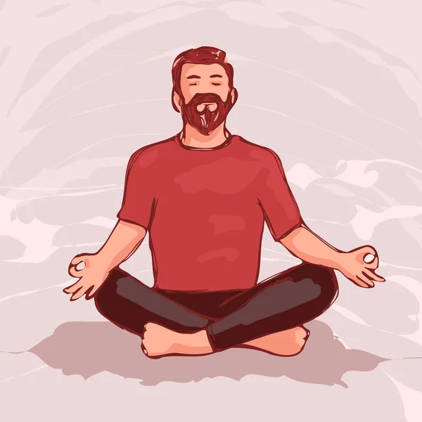 Illustration Male Yoga Sitting Pose — Stock Vector