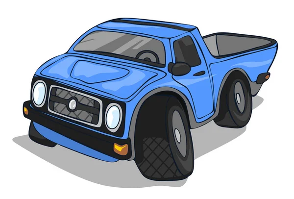 Illustration Eines Blauen Pickup Lastwagens — Stockvektor