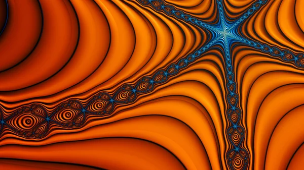 An illustration of a blue star and golden waves fractal background