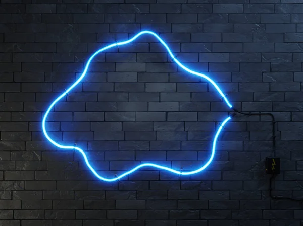 Stylish Modern Blue Neon Light Frame Cloud Illustration — Zdjęcie stockowe