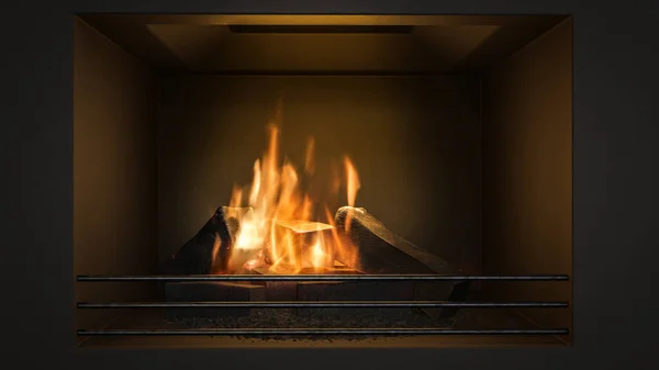 Typical Modern Fireplace Wood Illustration — стоковое фото