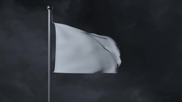 White Flag Stormy Night Animation — Vídeos de Stock