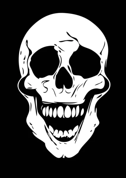Scary Halloween Skull Black White Vector Illustration — Stok Vektör
