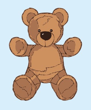 Küçük tatlı bir oyuncak ayının çizimi.