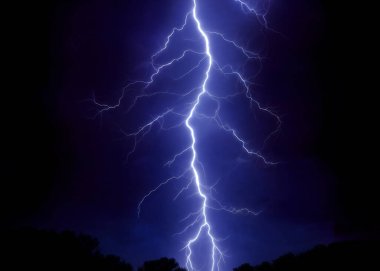 Koyu mavi ve beyaz bir şimşeğin çizimi..