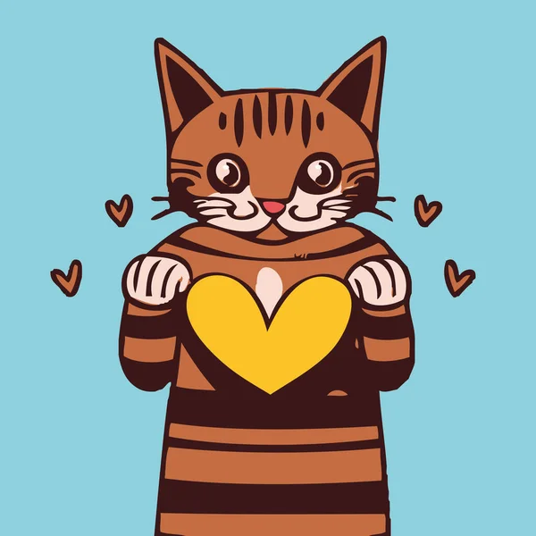 Una Ilustración Dulce Gatito Con Corazones — Archivo Imágenes Vectoriales