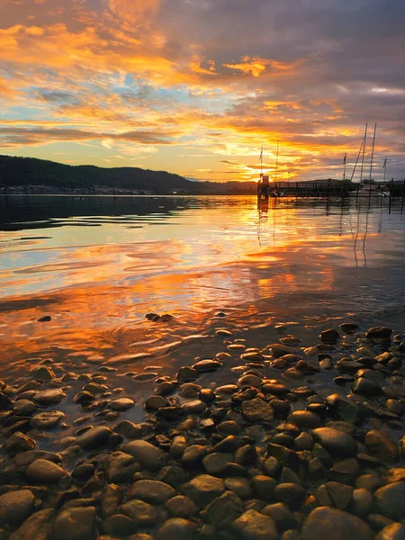 Bild Vacker Solnedgång Vid Bodensjön Tyskland — Stockfoto