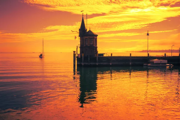 Una Imagen Paisaje Atardecer Constanza Lago Constanza Alemania — Foto de Stock