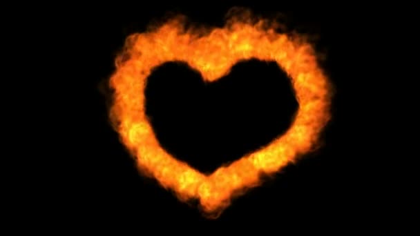 Oheň lásky srdce — Stock video