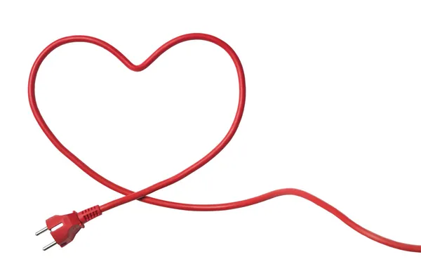Heartshaped kabel zasilający — Zdjęcie stockowe