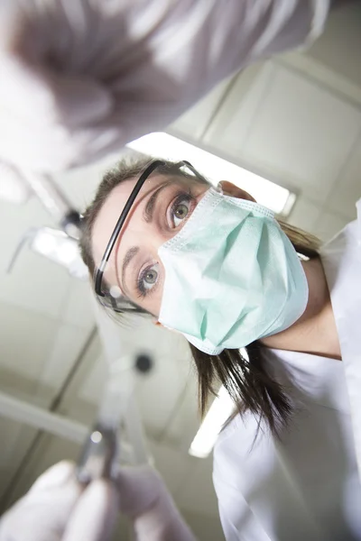 Dentist in action — Stock Photo, Image