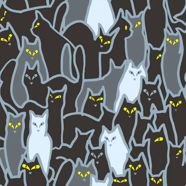 Street Cats Noir Gris Gris Foncé Motif Sans Couture Sur — Image vectorielle