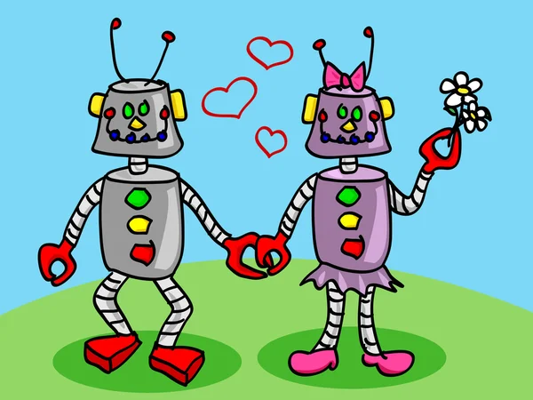 Robots enamorados — Vector de stock
