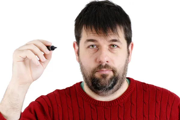 Ordinary guy with pen ready — Stock Photo, Image