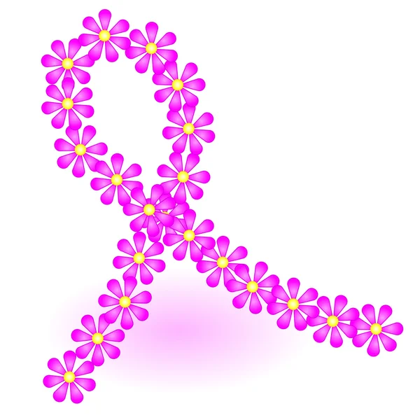 Лента для рака груди из розовых ромашковых цветов — стоковый вектор