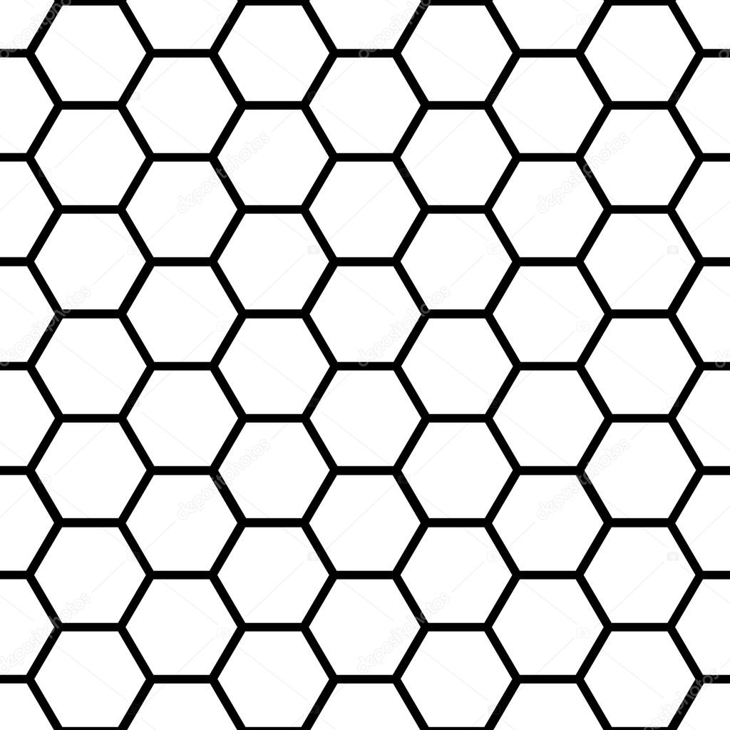 Seamless black honeycomb pattern over white