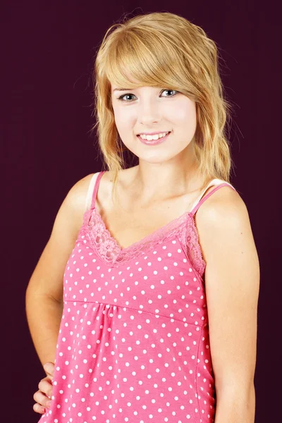 Blond teenager girl smiling — Stock Photo, Image
