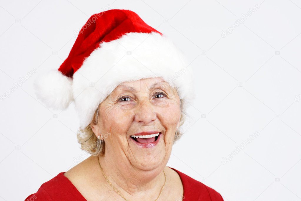 Christmas hat grandma smiling Stock Photo by ©Mirage3 13934369