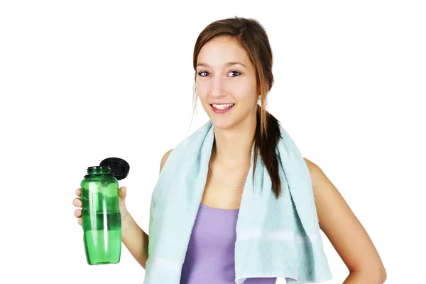 Sporty young woman with water — Stock Photo, Image