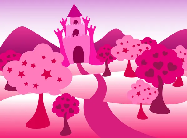 Pink castle landscape — Stock Vector