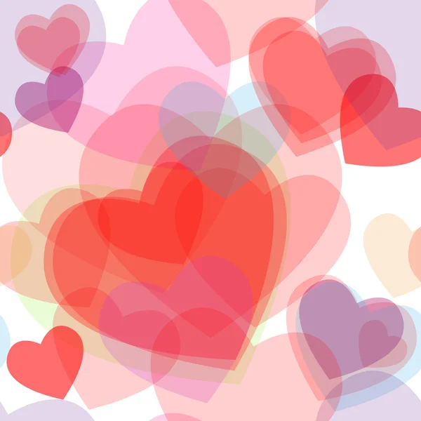 Бесшовный прозрачный многоцветный рисунок сердца — стоковый вектор