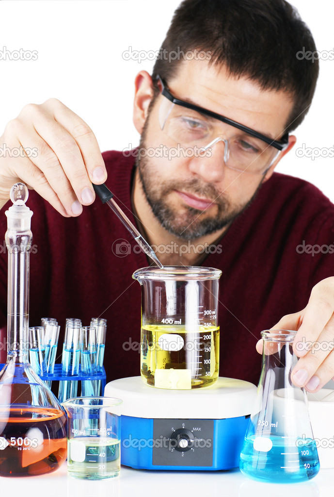 Scientist mixing chemicals