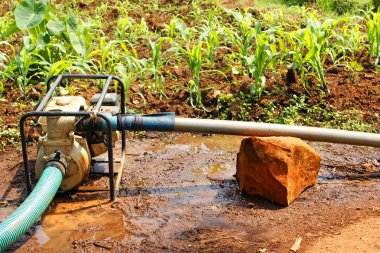 Water pump in the field during dry season clipart