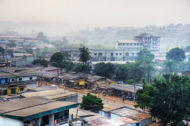 Big African city at dawn clipart