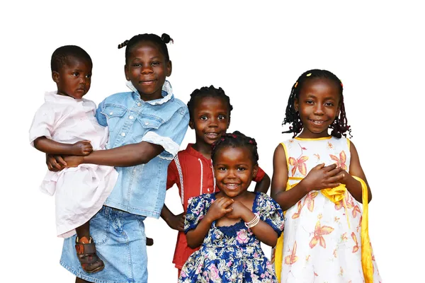 African kids all sisters isolated — Stock Photo, Image