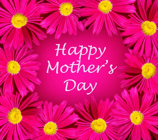 Anneler günü kartı Pembe çiçek çerçeveli