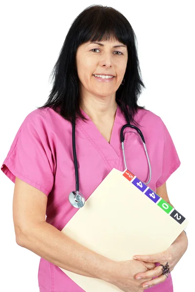 Friendly doctor in pink — Stock Photo, Image