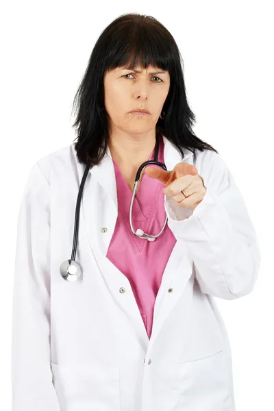 Woman physician pointing at you — Stock Photo, Image