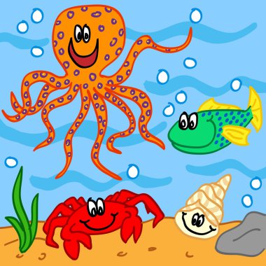 Deniz yaşamı çizgi film karakterleri