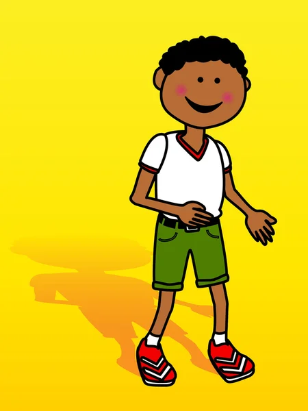 Liten svart pojke över gul — Stock vektor