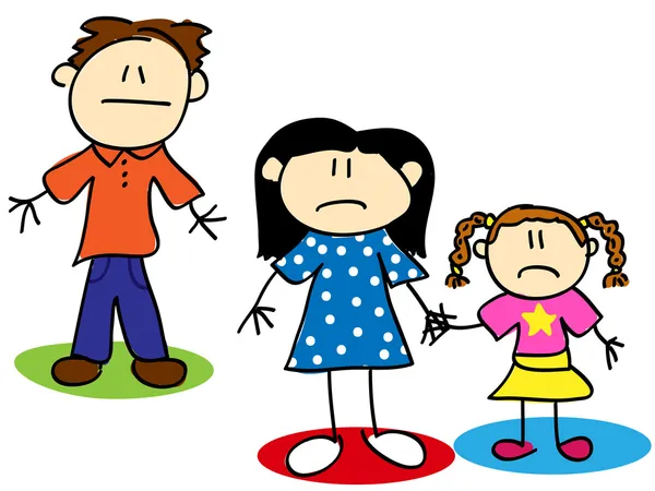 Stick figure famille malheureuse — Image vectorielle