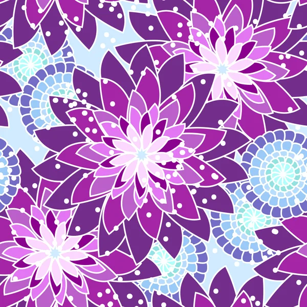 Modèle de fleur sans couture dans les tons violets — Image vectorielle